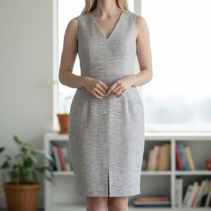 Banana Republic Body Conscious Gray Sheath Dress w/ front Split Sz 8 NWOT